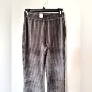 Aerie Sz XS Gray High Waist Ribbed Velour Flare Athletic Pants Leggings NWT